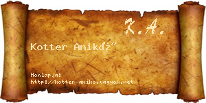 Kotter Anikó névjegykártya